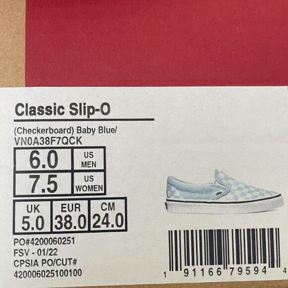 VANS CLASSIC CHECKBOARD BABY BLUE WOMEN SIZE 7.5 - Picture 6 of 7